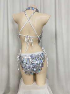 Body de Estrellas Hecho a Mano para Halloween, de una Pieza con Collar, Color Plateado, para Samba, Carnaval, Actuaciones, Escenario, EDC, Rave - Product Image 6