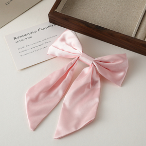 SongMay Nouveau Design Pinces à <span class=keywords><strong>cheveux</strong></span> en satin <span class=keywords><strong>soyeux</strong></span> avec nœud à longue queue pour filles et femmes Grandes épingles à <span class=keywords><strong>cheveux</strong></span> solides - Product Image 1
