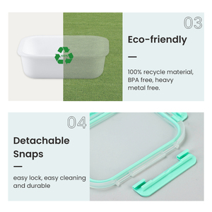 Tempered Opal kính kín kín sứ thực phẩm <span class=keywords><strong>container</strong></span> PP mát-Khóa nắp nhựa nhà bếp bữa ăn trưa hộp lưu trữ Nhà cung cấp - Product Image 3