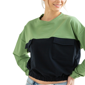 Sweat-shirt à capuche personnalisé pour femme, 100 % coton, logo frontal, séchage rapide, motif géométrique, col rond, tricoté pour l'été - Product Image 1