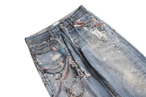 Quần jeans nam ống rộng, chất liệu denim, kiểu dáng casual, in họa tiết 3D, họa tiết vẽ tay phun mực, kiểu dáng rộng rãi, thoải mái - Product Image 4