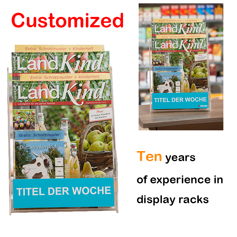 Apache Acrylic Custom Countertop Magazine Display Rack for Supermarket Shelves — view 3