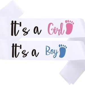Decoración de fiesta Género Reveal Hombro Faja Rosa y azul Baby Shower Suministros Cinta - Product Image 2