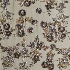 Tissu <span class=keywords><strong>en</strong></span> <span class=keywords><strong>tulle</strong></span> perlé, doux et léger, avec paillettes, brodé de perles, pour robe de mariée, voile, jupe - Product Image 3