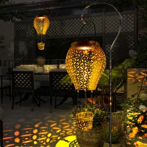 Faroles Solares con Forma de Globo Aerostático, Luces Solares Colgantes de Metal Impermeables para Exteriores, Decoración LED, Iluminación <span class=keywords><strong>Solar</strong></span> para Fiestas de Navidad - Product Image 6