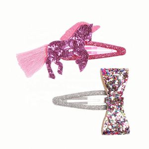 Horquillas de unicornio para niños, juego de pinzas para el cabello para niños, pinzas para el cabello con lazo de dibujos animados, accesorios para el cabello para niñas y niños - Product Image 2