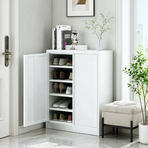 COFAR Meuble à chaussures fin en acier blanc 1000x800x350mm 5 étagères, armoire de rangement à chaussures étroite <span class=keywords><strong>pour</strong></span> entrée, à ouverture rabattable, directement de l'usine - Product Image 1