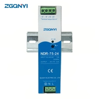 ZGQNYI Seri NDR-75 75W 12V 24V 48V Open Frame DIN Rail SMPS AC ke DC Switching Power Supply Efisiensi Tinggi