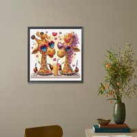 Peinture Diamant 5D DIY, Motif Girafe Amour, Mosaïque Spéciale, Kits de Broderie au Point de Croix avec Strass en Cristal, Décoration de Chambre, Cadeau