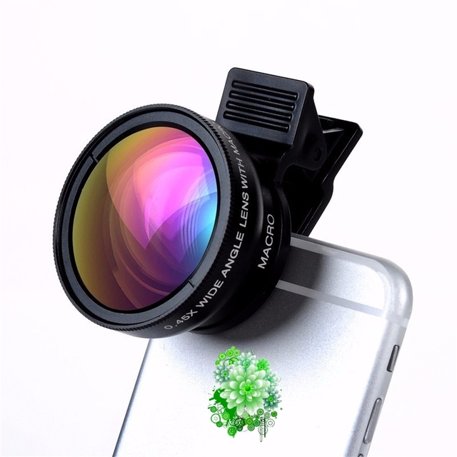 Factory Price 2 in 1 Mobile Camera Lens with Clip 0.45X Wide Angle 12.5X Macro Professional HD Cell Phone Phone Camera Lens