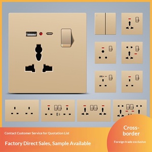 Prise murale multifonction trois modules 13A pour Hong Kong/Macao, trois trous, norme britannique, avec <span class=keywords><strong>protection</strong></span> enfant, ports USB 2.1 C et interrupteur - Product Image 1