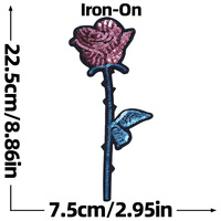 Grande broderie de sequins en forme de rose, applique florale pour vêtements, vestes, jeans, sacs, décoration de mode