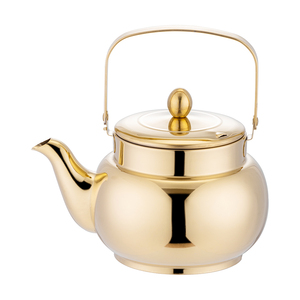 Bouilloire arabe de luxe théière miroir en métal poli avec logo personnalisé cafetière en or Offre Spéciale de Dubaï avec boîte-cadeau - Product Image 3