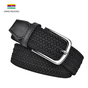 Thắt lưng nam da dệt thun co giãn, đầu dây da, có thể điều chỉnh, logo tùy chỉnh, màu đen - Product Image 2