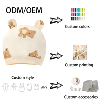 Gorro de Bebé Unisex de Verano, Tejido, Suave y Transpirable, 100% Algodón, Estampado Informal, de 0 a 3 Meses