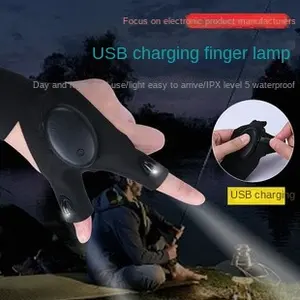 Linterna Led de punto transfronterizo, guantes de pesca luminosos, reparación de emergencia, iluminación de pesca nocturna, luces de dedo, guantes al por mayor