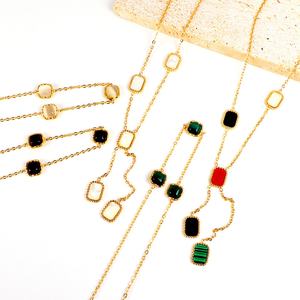 Collar de Acero Inoxidable con Piedras de Colores Geométricas, Estilo INS, Chapado en Oro, Zirconia Resistente a la Decoloración, Joyería de Lujo al por Mayor - Product Image 3