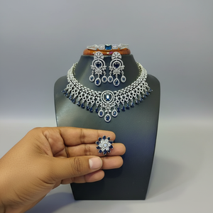 American Diamond <b>Necklace</b> <b>Set</b> <b>Silver</b> Plated 11065516DBL Elegant Fine Jewelry - Product Image 2