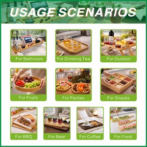 Bandeja de Madera de Acacia Personalizada al por Mayor para Servir Alimentos, Bandeja de Madera, Platos de Servicio, Bandeja de Madera de Bambú para Servir Alimentos y Café - Product Image 3