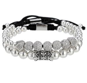 กำไลข้อมือลูกปัดคริสตัลชุบทอง,สร้อยข้อมือมิตรภาพแบบถักปรับได้ - Product Image 3