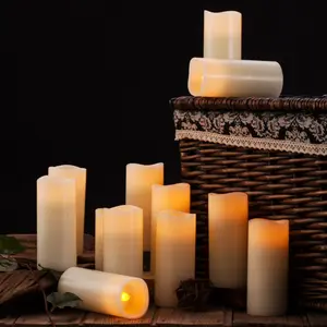 Wedding Favors 12pcs/set Flameless Candles Battery Operated H5" Real Wax Pillar Flickering LED Candle With Remote Control