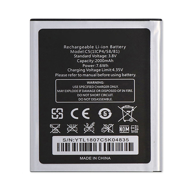 Original Lithium Polymer Mobile Phone Bateria C5 Pro Battery for Oukitel Replacement High Capacity 2000mAh