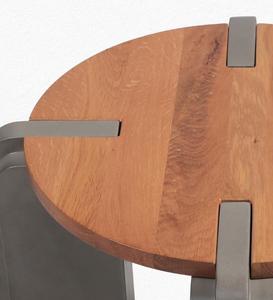 VN OEM Diseño minimalista Dormitorio moderno Sofá Café Mesa redonda Roble Top Base de hormigón Combinación Mesa auxiliar para sala de estar - Product Image 2