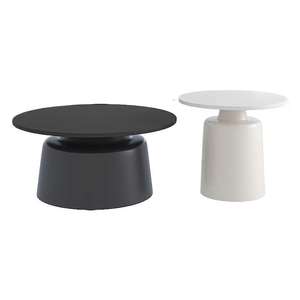 Mesa de Centro Redonda con Superficie de Resina, Base Blanca con Acabado Pintado, Diseño Moderno para Sala de Estar - Product Image 3