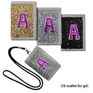 Portafoglio con Cerniera Personalizzato con Lettera Iniziale in Paillettes Glitterate, Mini Porta Documenti <span class=keywords><strong>per</strong></span> Ragazze e Donne, Regalo <span class=keywords><strong>per</strong></span> Feste - Product Image 1