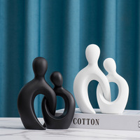 Sculpture Abstraite Personnage en Étreinte Style Européen Artisanat en Résine Écologique Décoration Maison Salon Chambre Entrée