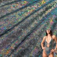 Tissu tricoté en polyamide et élasthanne de haute qualité, brillant, à paillettes, métallique, extensible, pour bikinis, maillots de bain, vêtements de patinage