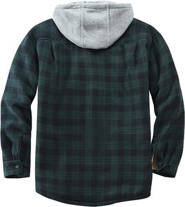 <span class=keywords><strong>2023</strong></span> nouveau Offre Spéciale hiver vert/noir à carreaux coton fait hommes Vintage Sherpa matelassé chaud Plaid flanelle à capuche veste - Product Image 4
