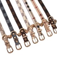Laisse de luxe élégante en PU souple avec imprimé western, marque tendance, monogramme, pour animaux de compagnie (Teddy, Schnauzer), collier robuste pour chien, cool et mignon pour chat