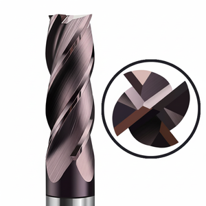 מקדח קצה מרובע HRC58 עם 4 חריצים, מצופה AlTiN, עשוי טונגסטן קרביד, לכלי עיבוד שבבי CNC עבור פלדת סגסוגת - Product Image 3