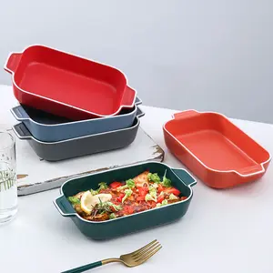 7 Inch Lò Vi Sóng Chịu Nhiệt Hình Chữ Nhật Baking Tấm Set Phụ Kiện Nhà Bếp Sứ Baking Món Ăn Gốm Bakeware