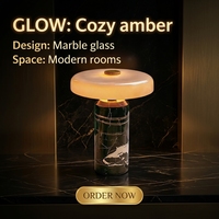 Lampe de table en verre marbré avec abat-jour en forme de dôme, lampe de chevet LED, éclairage décoratif moderne pour salon et chambre à coucher