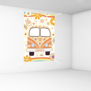 60's 70's <span class=keywords><strong>Hippie</strong></span> Bus Photo Prop Décorations De Fête Rétro Groovy Van Prop <span class=keywords><strong>Hippie</strong></span> Selfie Cadre Toile De Fond Bannière Articles De Fête - Product Image 5