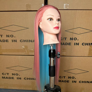 Tête de mannequin avec cheveux 24 "-26" tête de formation de coiffure mannequin cosmétologie tête de poupée fibre synthétique cheveux coiffure - Product Image 3