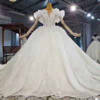 NDA10172 Robes de mariée courtes à manches courtes en dentelle, col rond, taille petite, personnalisées, pour mariages et soirées