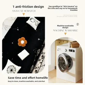 Housse de canapé trois places Chenier haut de gamme, imprimé floral pissenlit, universelle toutes saisons, protection intégrale, résistante à la saleté, facile d'entretien - Product Image 6