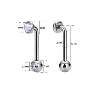 Anillos de ombligo <span class=keywords><strong>Christina</strong></span> para niños, tipo L, de grado médico ASTM F136, aleación de titanio de 16 mm, con circonita y chapado en oro. - Product Image 2
