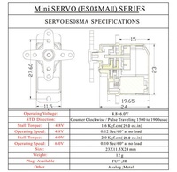 Micro-servo analogique EMAX ES08MAII 12g, engrenages entièrement métalliques, couple de 1,8 kg.cm, vitesse élevée de 0,12s pour pièces d'avion RC à voilure fixe et multirotor