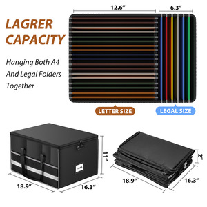 <b>Storage</b> <b>Box</b> <b>Bins</b> Rectangle Black 20-35L Foldable With Lid For Paper Media Organization - Product Image 1