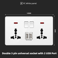 Prise murale avec USB Charge rapide Type-c UK Standard carré 86 Type Prise murale avec interrupteur à bouton