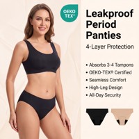 Braguitas Menstruales Certificadas OEKO-TEX para Mujer, 4 Capas, a Prueba de Fugas, Absorbentes, de Nailon, Cintura Media, Venta al Por Mayor