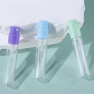 핫 세일 미니 1.5ml 1.8ml 2ml 2.5ml 빈 투명 향수 샘플 병 다채로운 펌프 작은 스프레이 유리 병