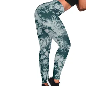 Tam baskı kravat-boya tasarım spor Yoga koşu spor sıkı tayt kadınlar bayanlar için toptan fabrika özel spor uzun pantolon