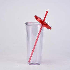 Vaso <span class=keywords><strong>de</strong></span> plástico acrílico transparente <span class=keywords><strong>de</strong></span> doble pared, vaso <span class=keywords><strong>de</strong></span> bebidas <span class=keywords><strong>de</strong></span> 16oz y 24oz con paja y tapa <span class=keywords><strong>de</strong></span> <span class=keywords><strong>vinilo</strong></span>, gran oferta - Product Image 4