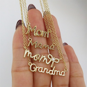 Collar de Joyería Personalizado a la Moda para el Día de la Madre, Collar con Colgante de la Serie Mamá/Abuela en Cobre Chapado en Oro, Popular - Product Image 1