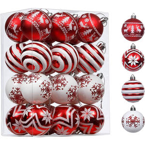 6cm Décorations D'arbre De Noël 24 Pcs Boule Suspendue Ornements Mélanger Rouge Blanc Fenêtre Affichage Festif Pendentif Décor - Product Image 1